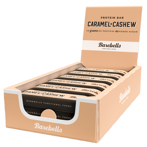 Batoane proteice BAREBELLS aroma Caramel Cashew | FARA ZAHAR ADAUGAT | cutie 12 buc (preț cu tva inclus)