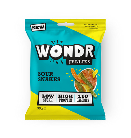 (NOU!) Jeleuri proteice WONDR | aroma serpisori acrișori | 15 pungi x 50g per cutie