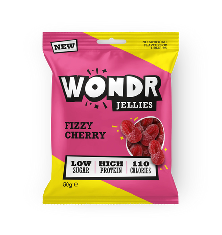 (NOU!) Jeleuri proteice WONDR | aroma cirese acidulate | 15 pungi x 50g per cutie