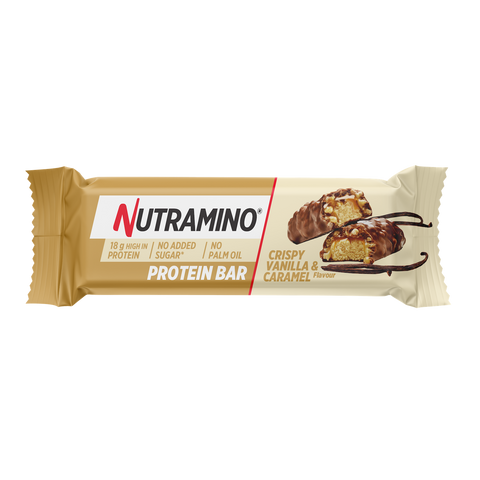 Batoane proteice Nutramino Crispy Vanilla Caramel | 18g proteine/baton | 12buc/cutie