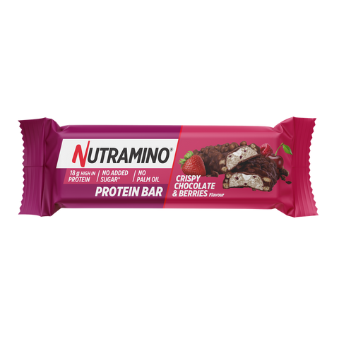 Batoane proteice Nutramino Chocolate Berries | 18g proteine/baton | 12buc/cutie